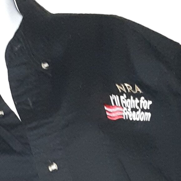 NRA Embroidered Button-Down Shirt * I'll Fight for Freedom" * Long Sleeve *Black - Picture 2 of 7